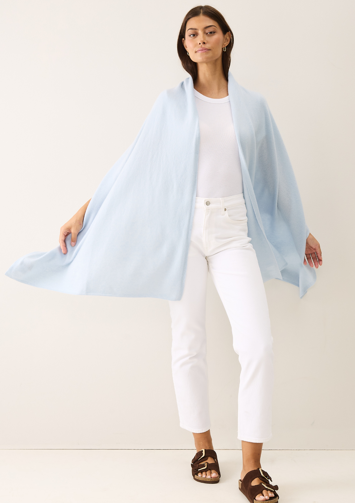 Cashmere Lofty Blanket Scarf in Whisper Blue