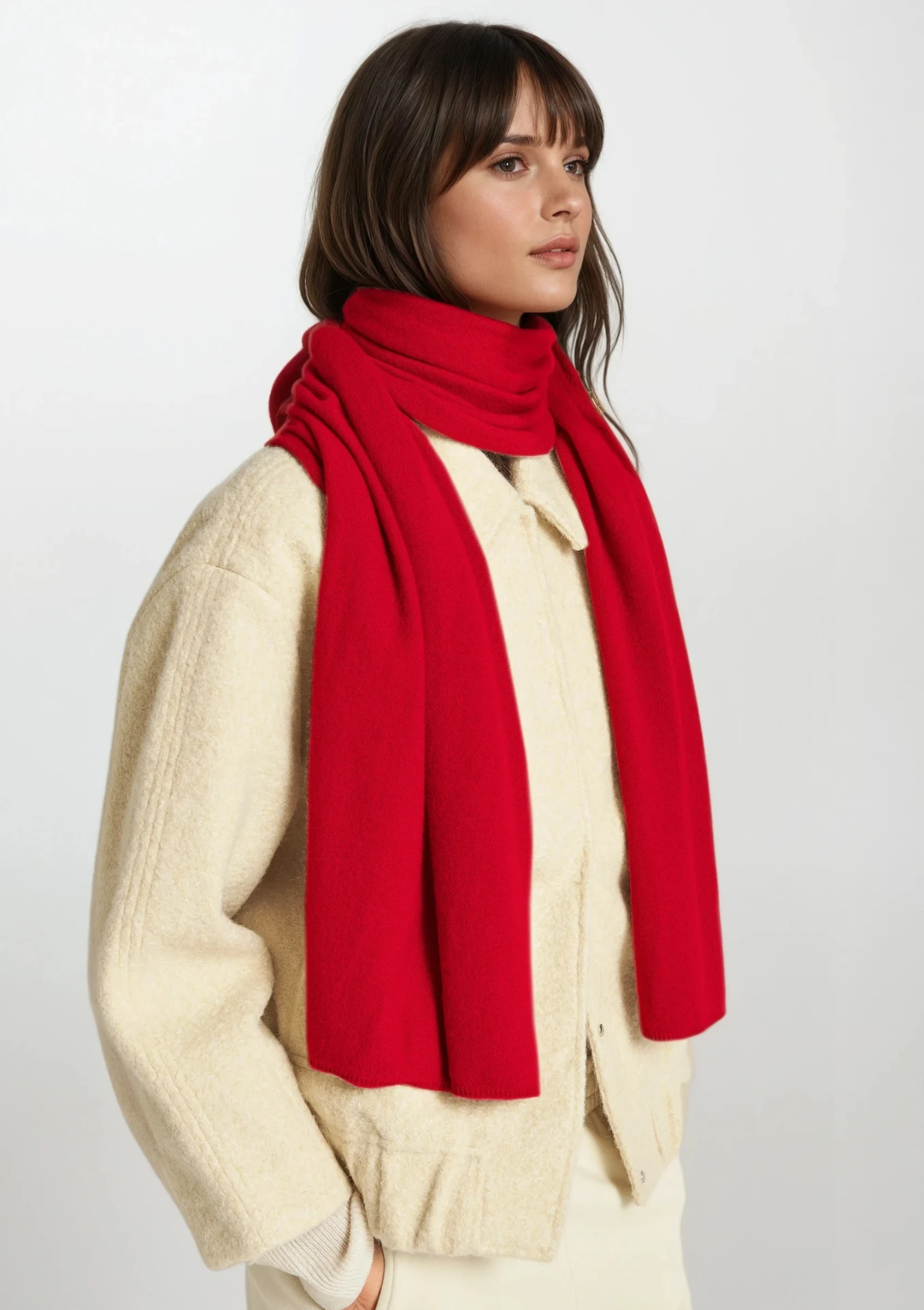 Cashmere Lofty Blanket Scarf in Tomato Red