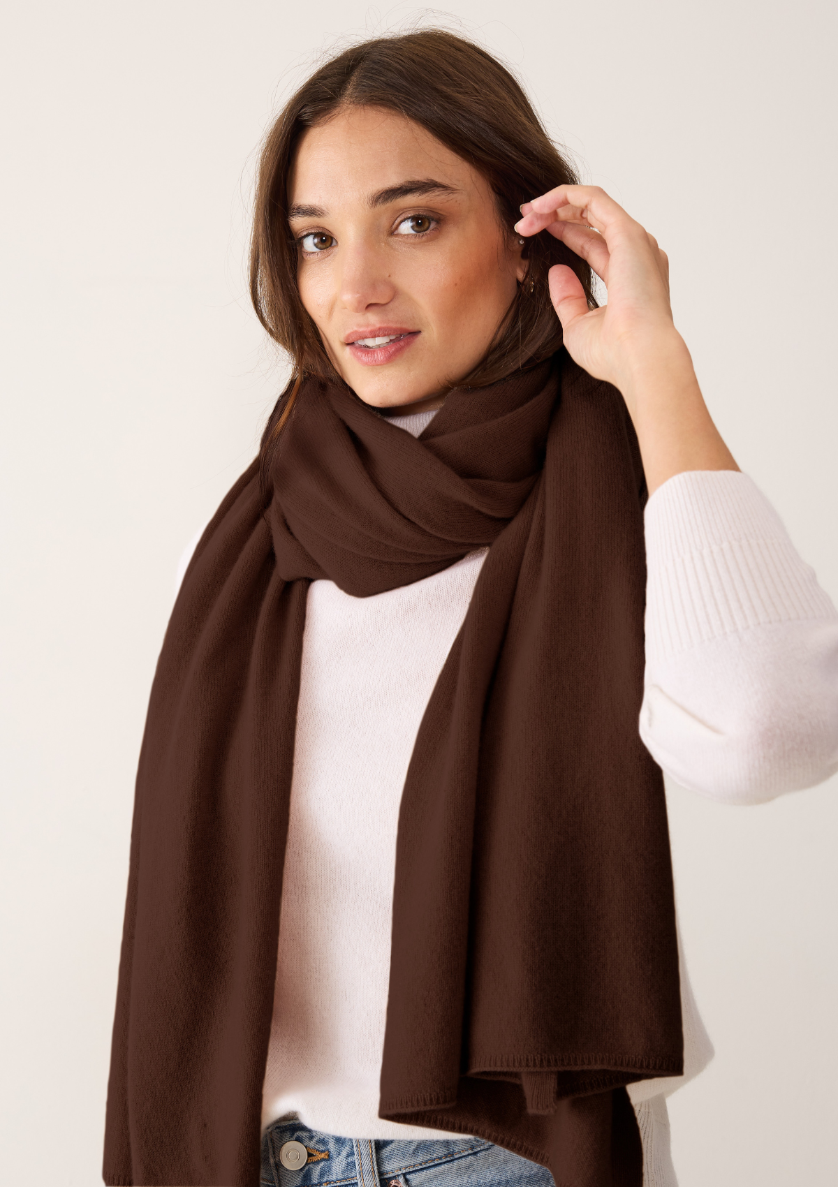 Cashmere Lofty Blanket Scarf in Americano Brown