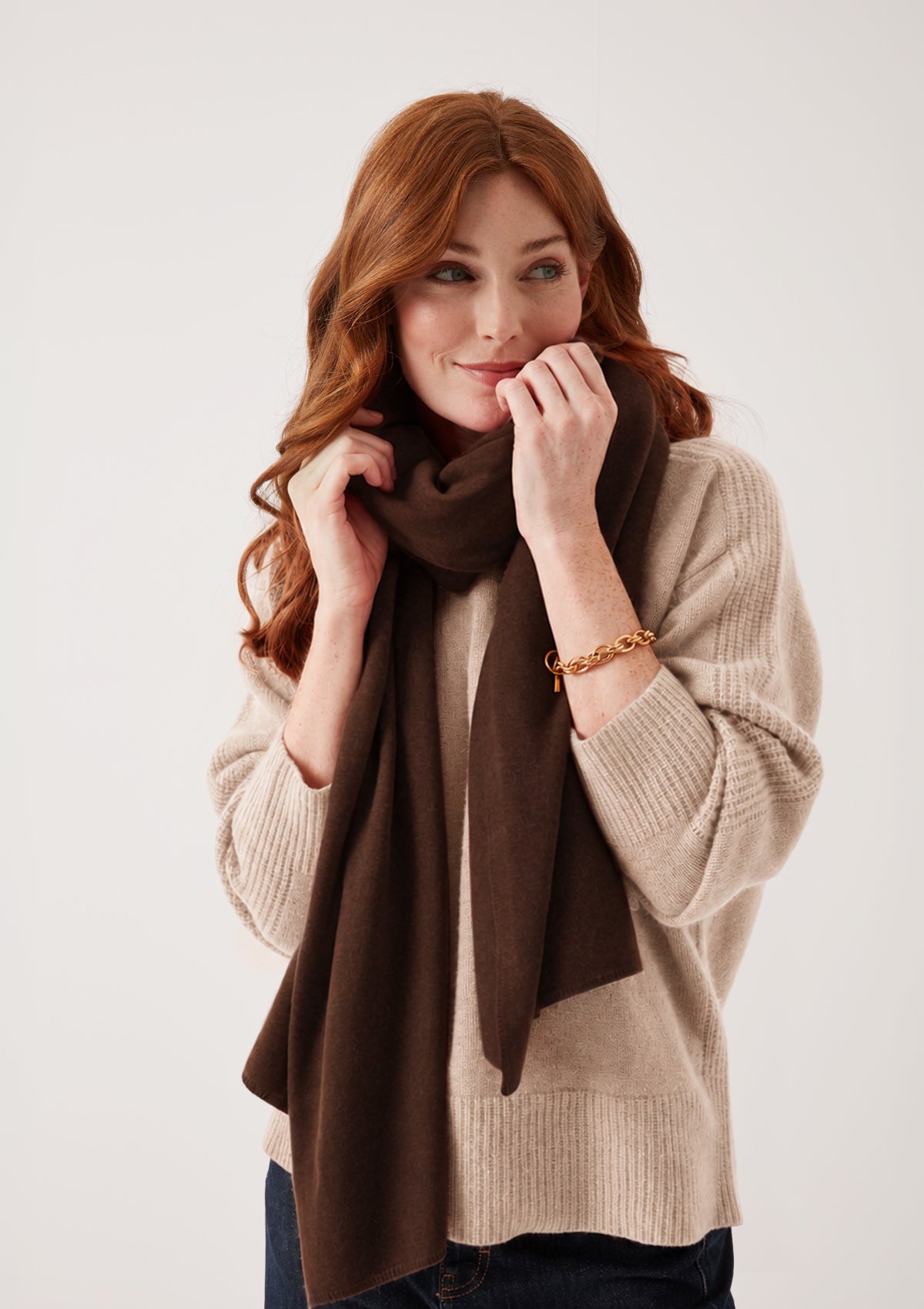 Lofty Cashmere Scarf in Americano Brown