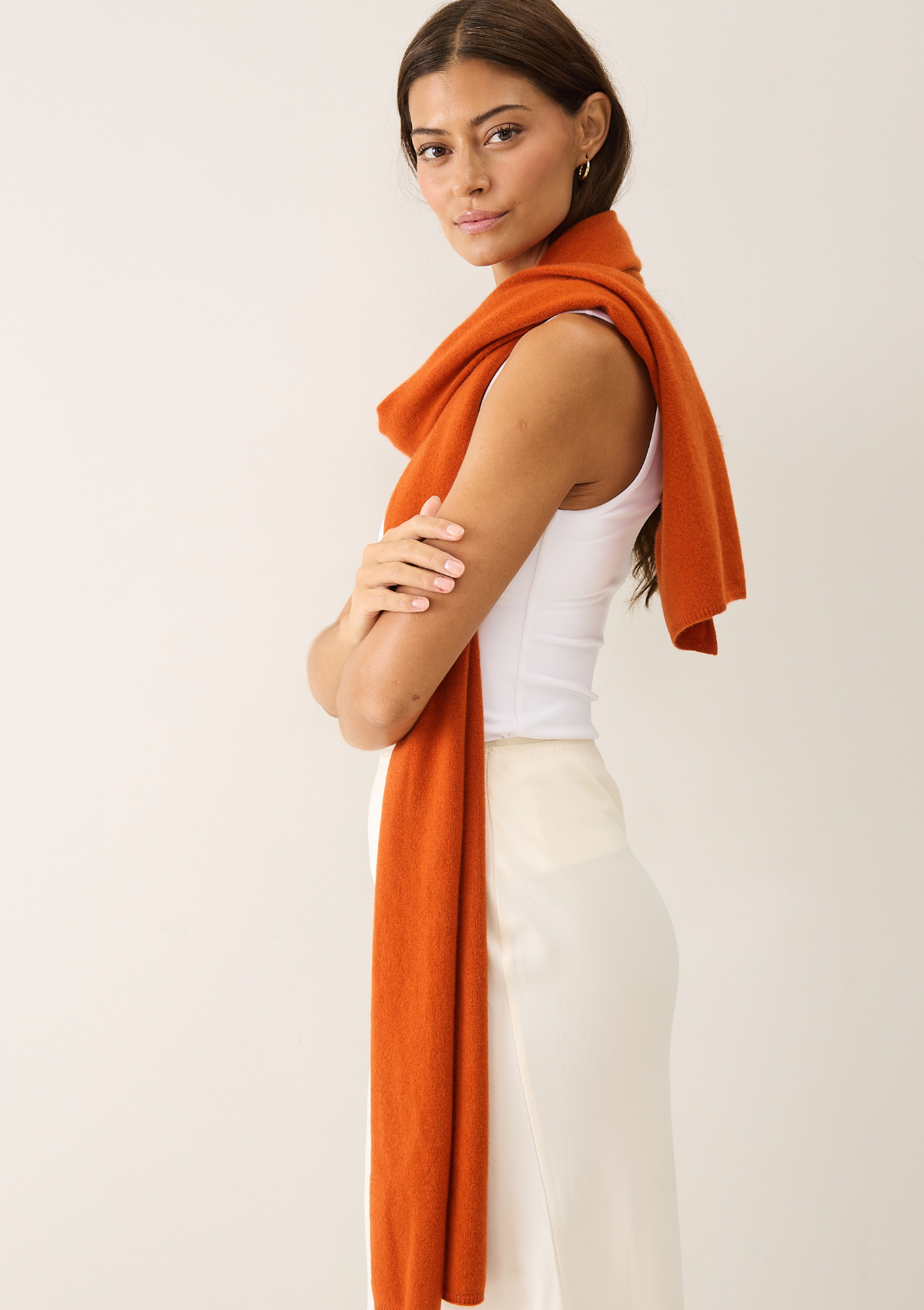 Lofty Cashmere Scarf in Marmalade Orange