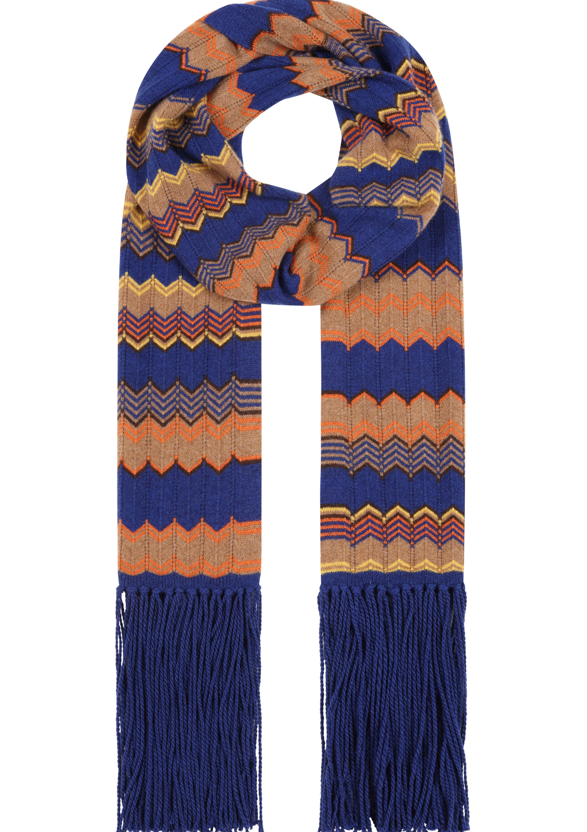 Chevron Stitch Scarf in Blue & Orange Mix