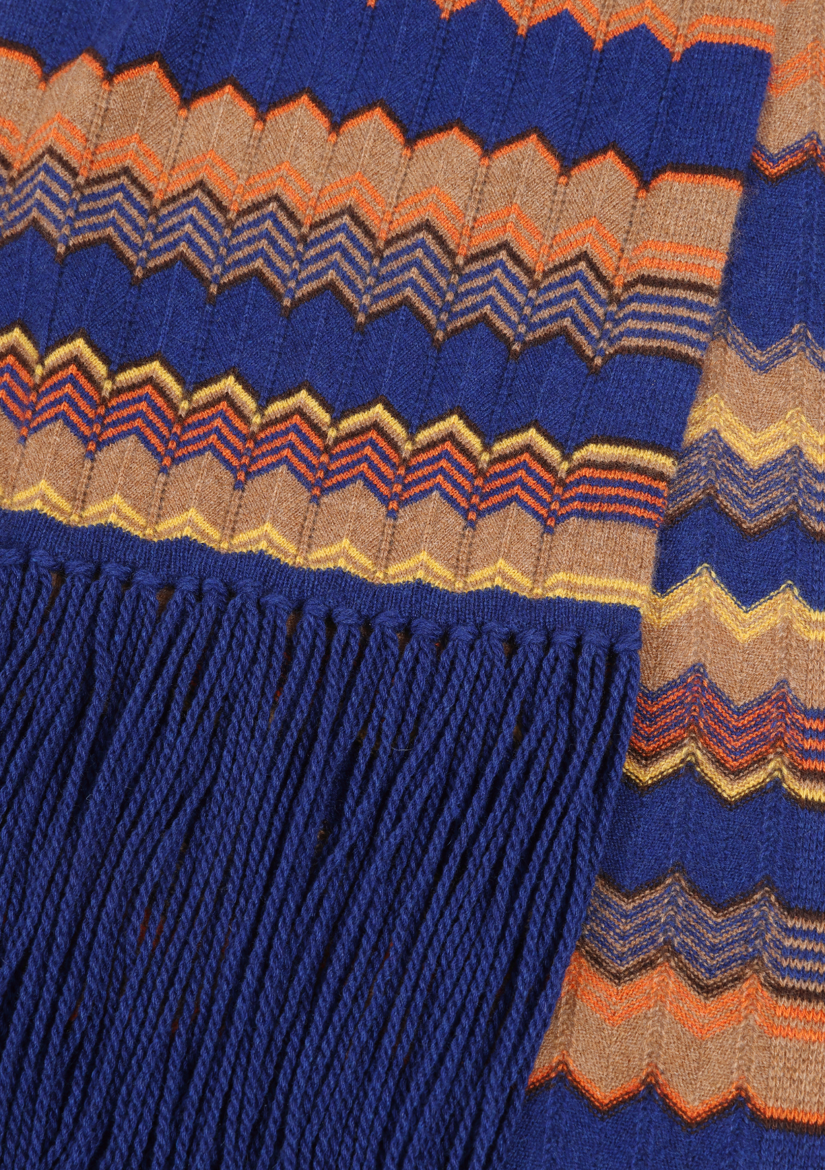 Chevron Stitch Scarf in Blue & Orange Mix
