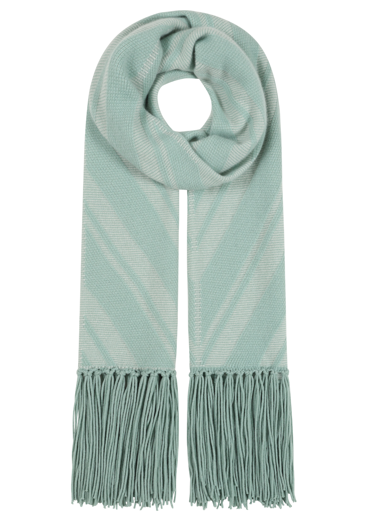 Textured Chevron Scarf in Seafoam Green & Snow White