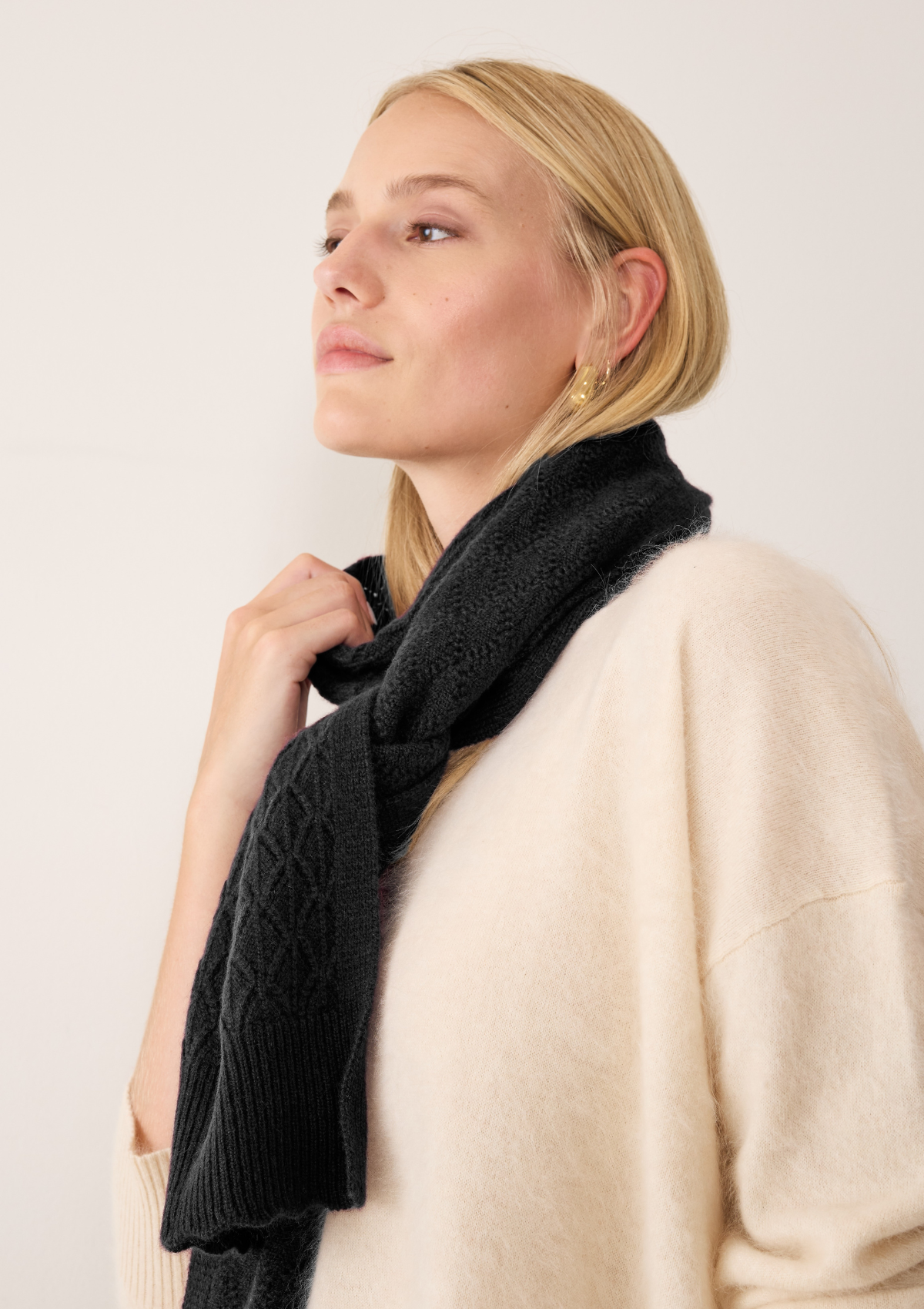 Pointelle Scarf in Black