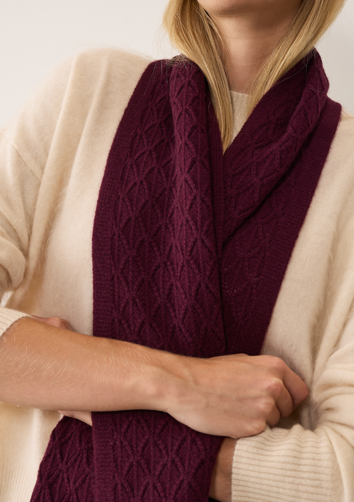 Pointelle Scarf in Bordeaux Burgundy