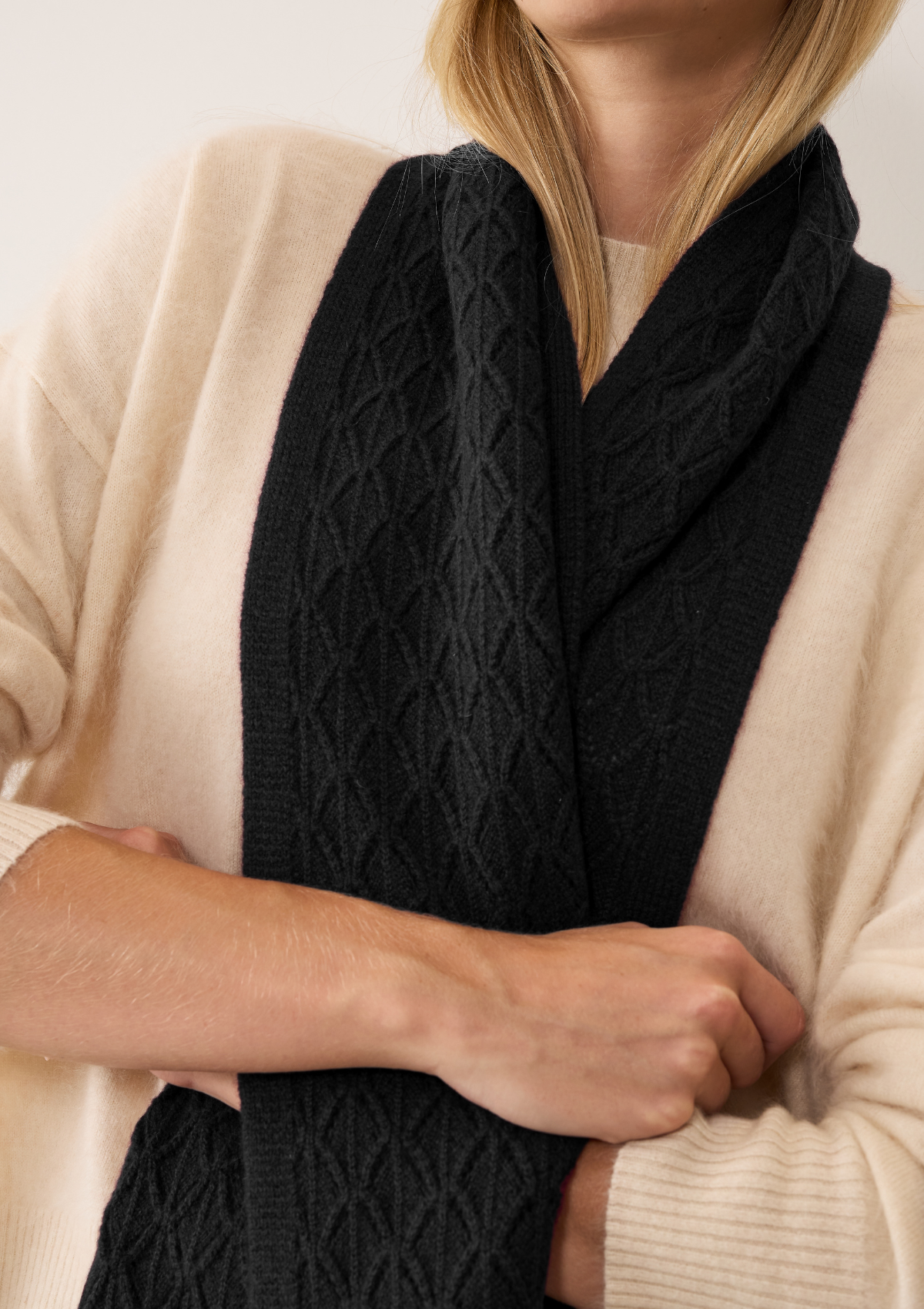 Pointelle Scarf in Black