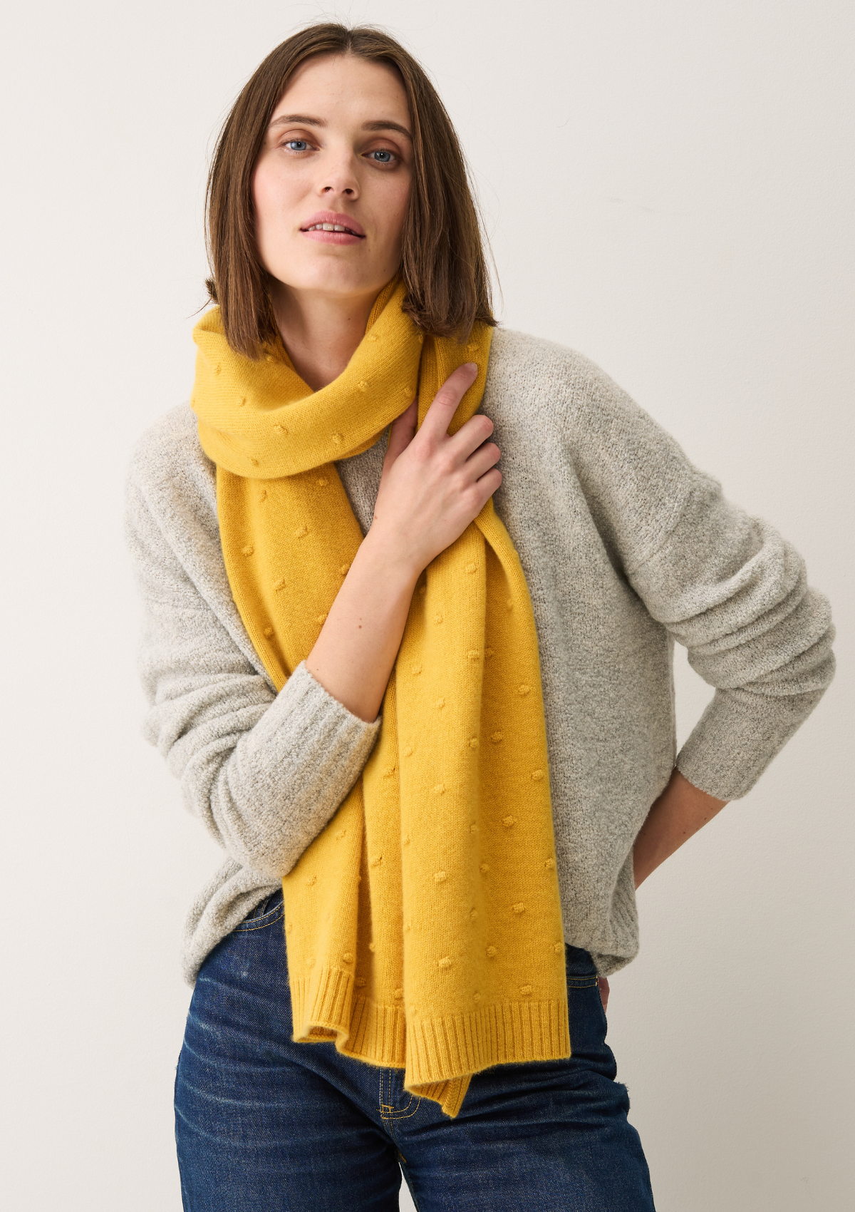 Bobble Scarf in Melon Yellow