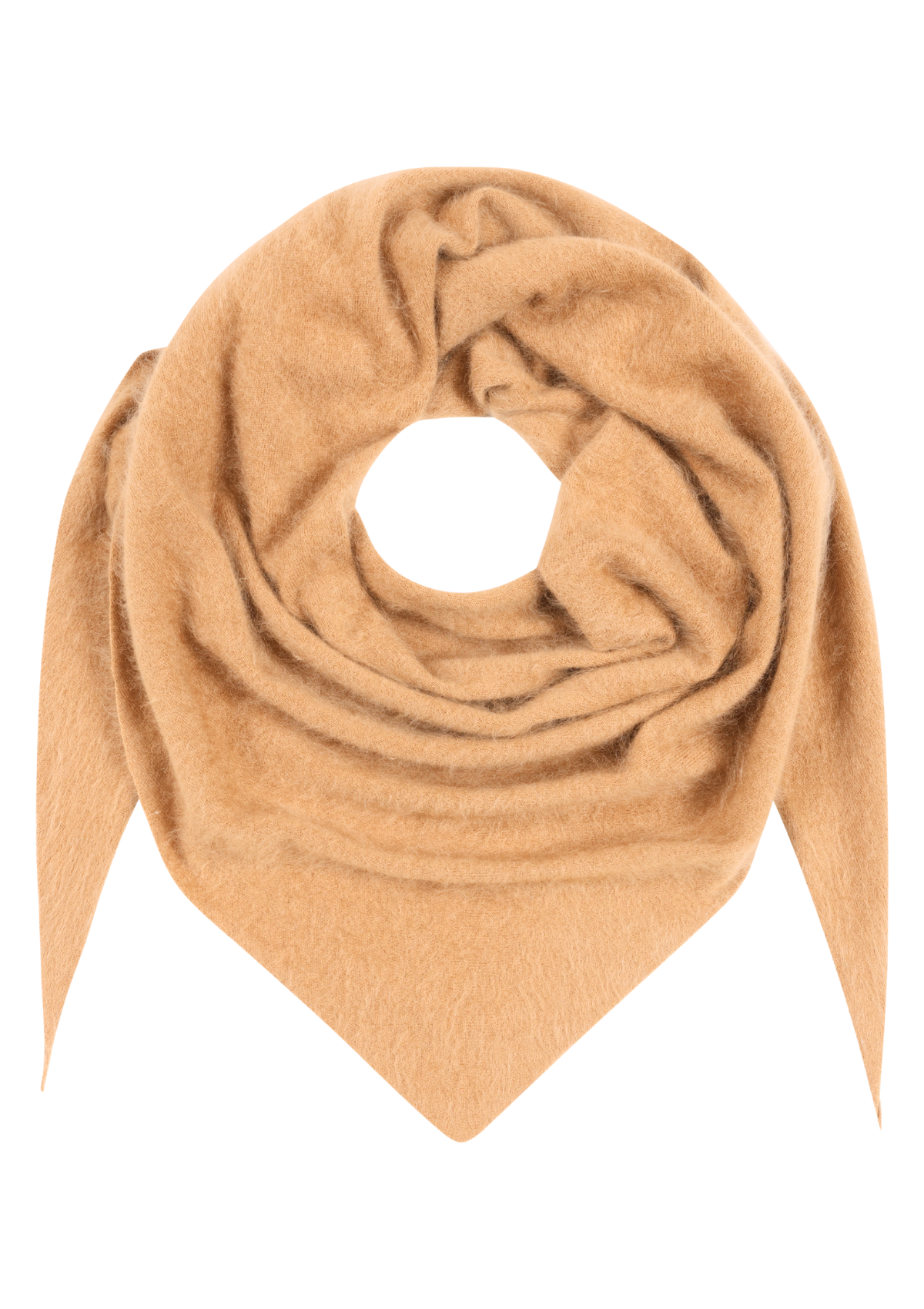 Brushed Triangle Cashmere Scarf in Sun Tan