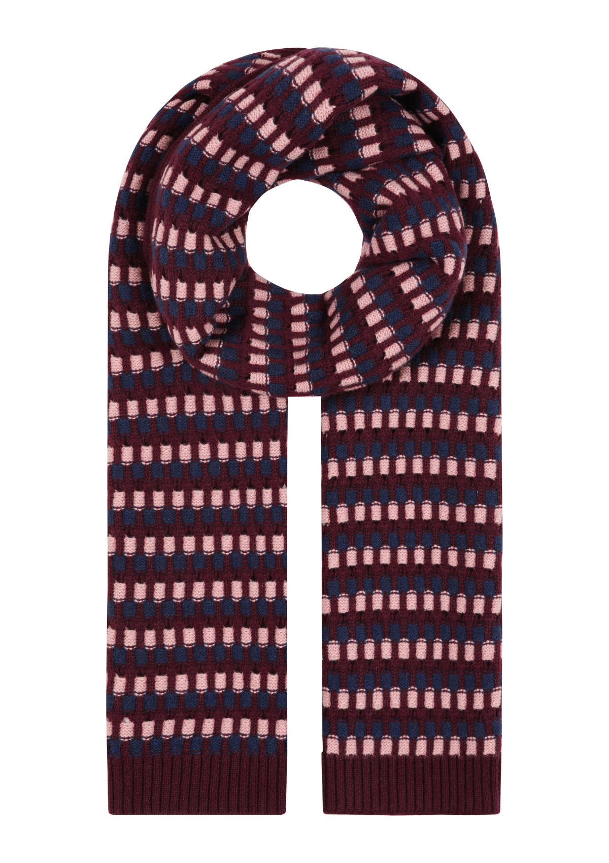 Textured Scarf in Clay, Celestial & Barolo Red