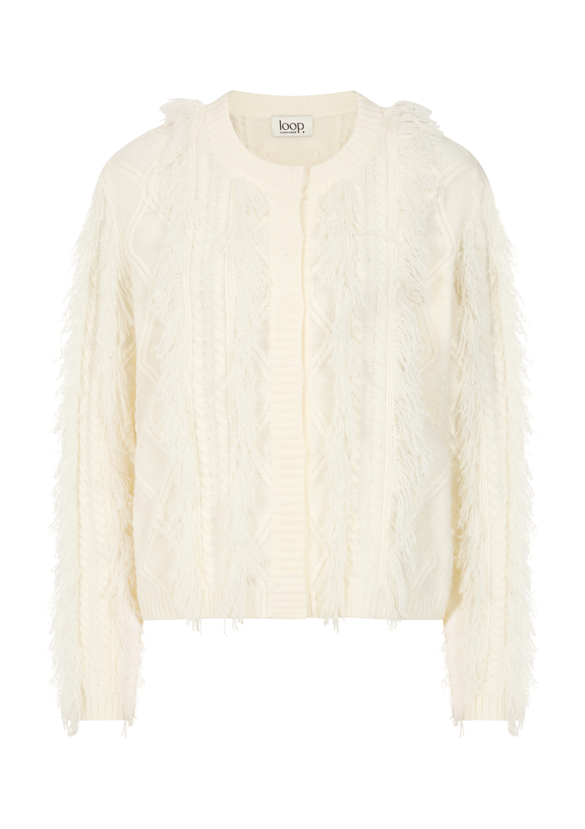 Fringe Cable Jacket in Snow White