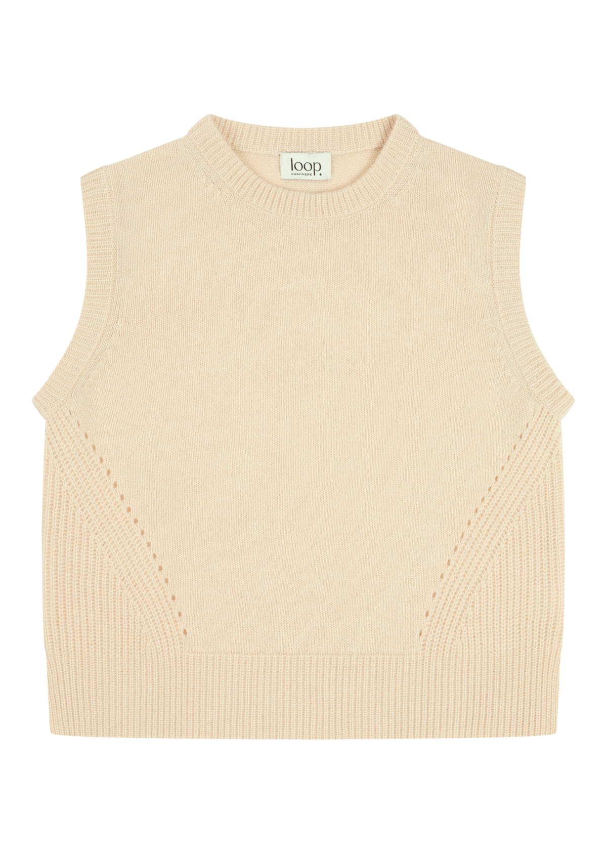 Ribbed Detail Lofty Cashmere Tank in Crème
