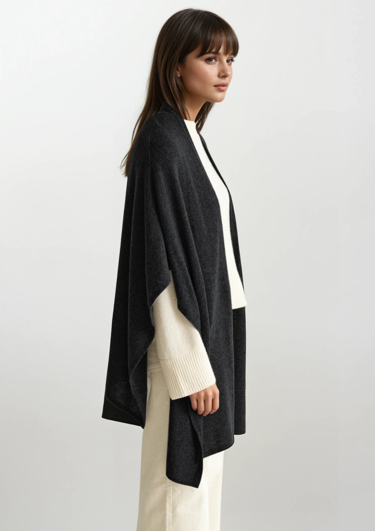 Oversized Cashmere Cape in Black