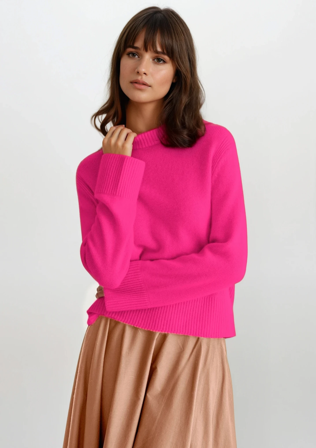 Cropped Cashmere Sweatshirt in Cherry Pink