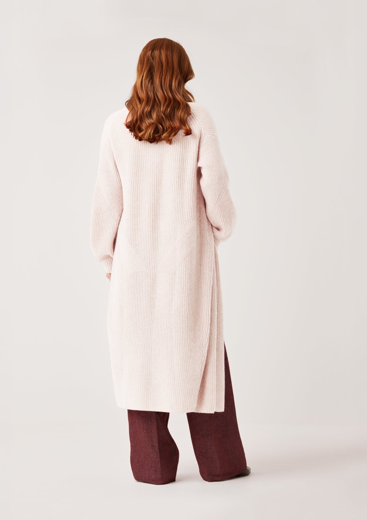 Ribbed Cashmere Coatigan in Ballet Pink