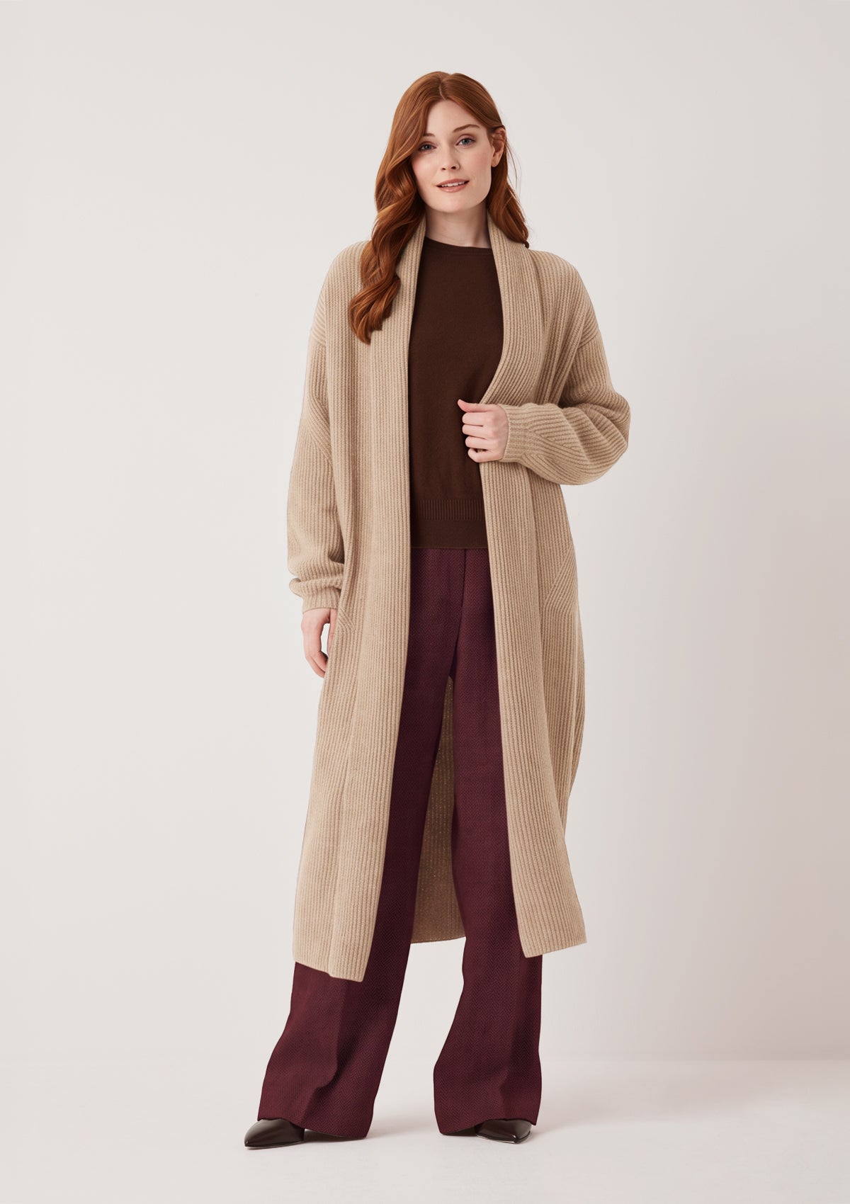 Ribbed Cashmere Coatigan in Chanterelle