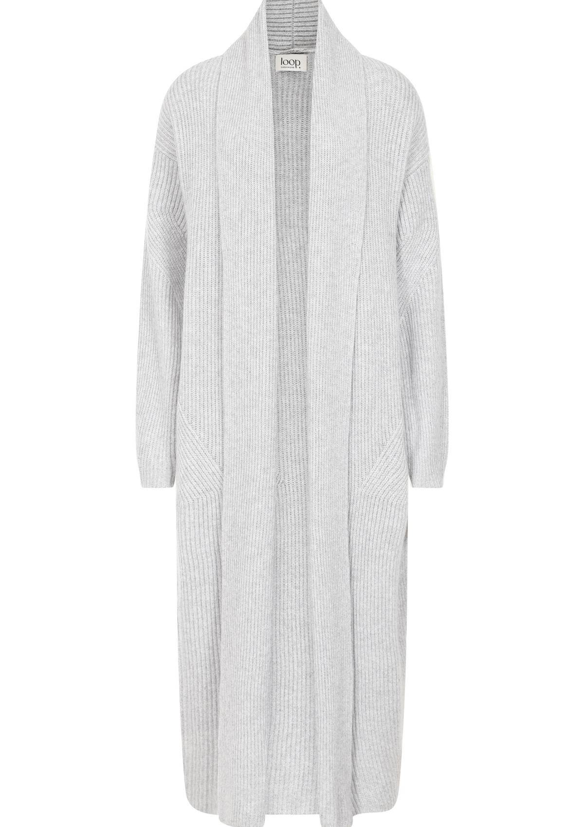 Ribbed Cashmere Coatigan in Foggy Grey