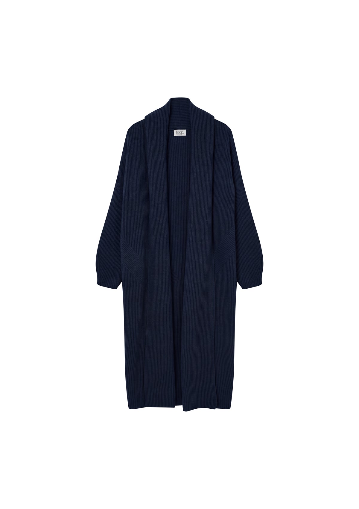 Ribbed Cashmere Coatigan in Midnight Blue