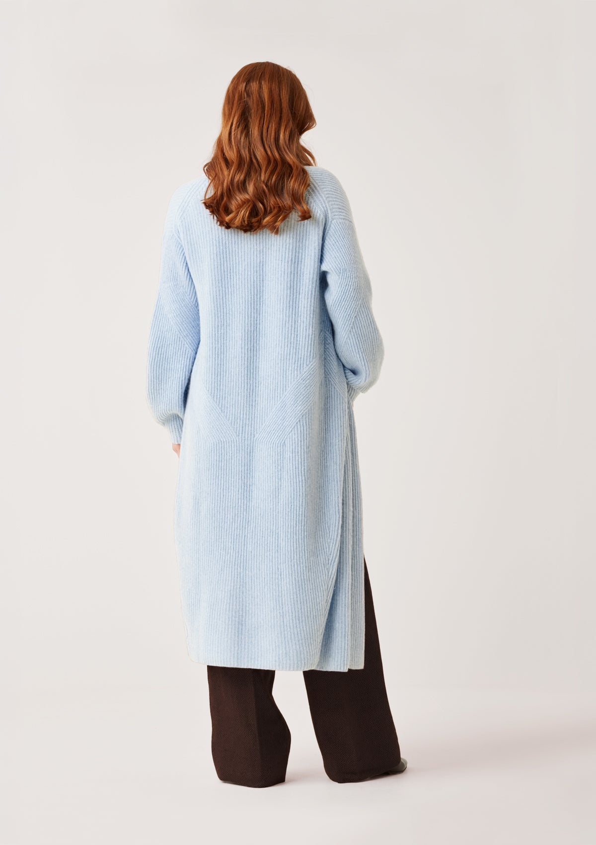 Ribbed Cashmere Coatigan in Skyway Blue