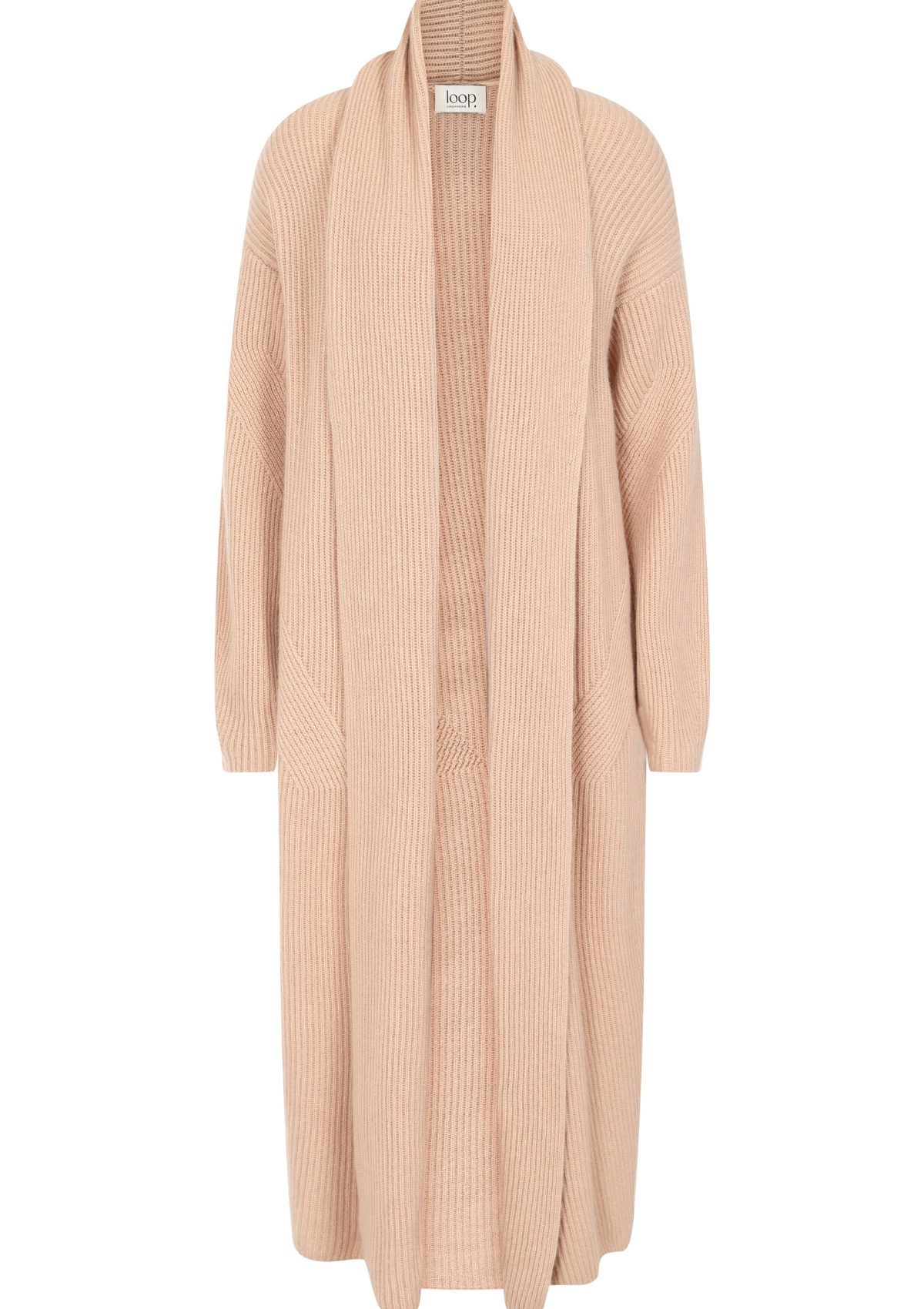 Ribbed Cashmere Coatigan in Toffee