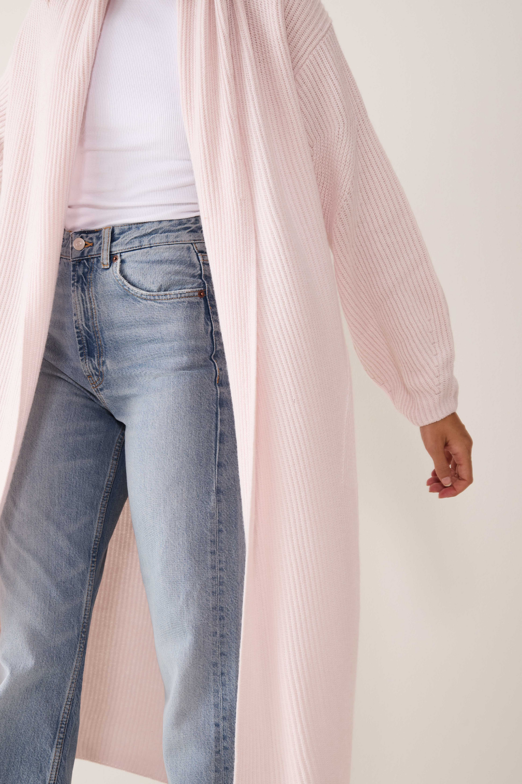 Ribbed Cashmere Coatigan in Ballet Pink