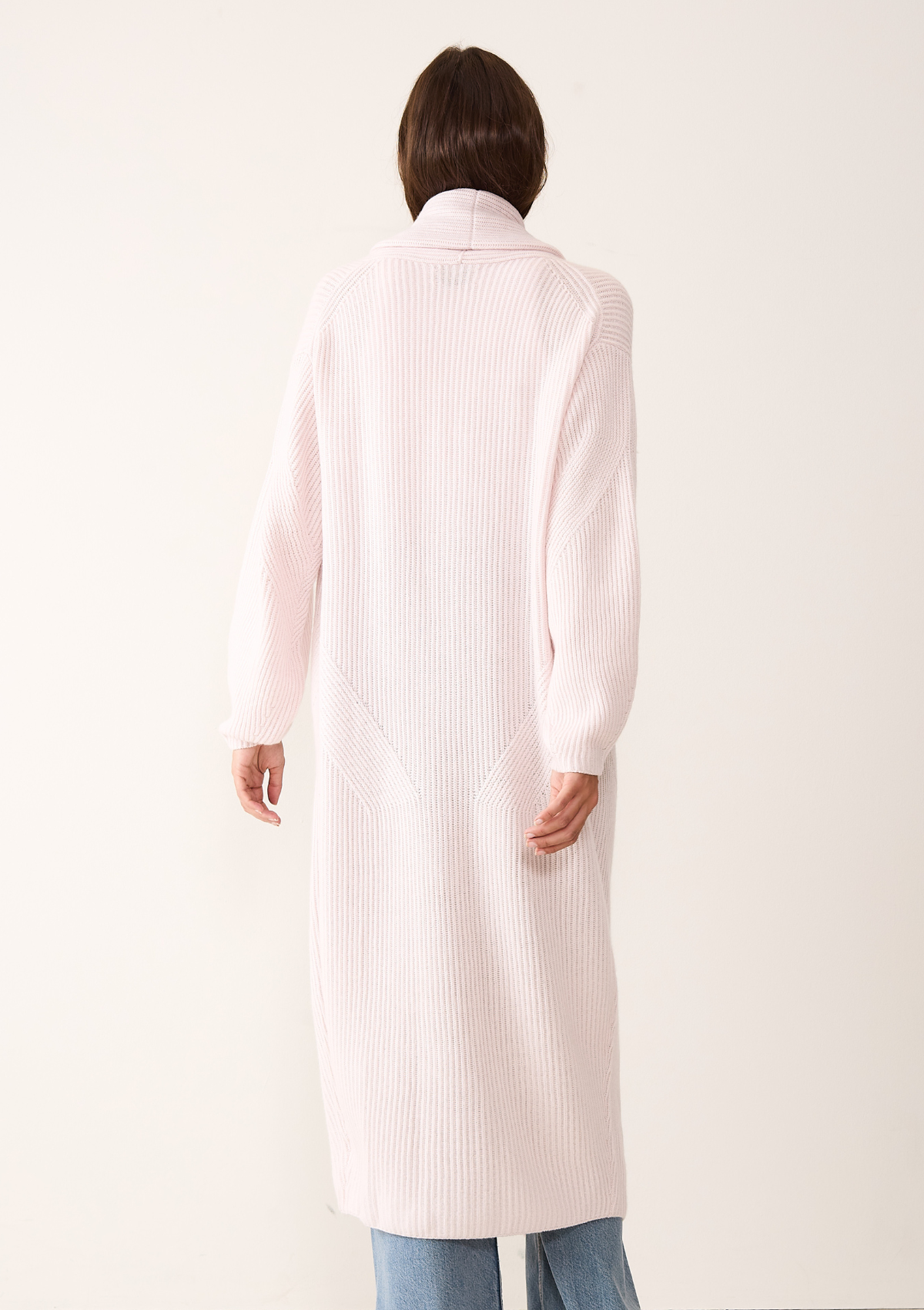 Ribbed Cashmere Coatigan in Ballet Pink