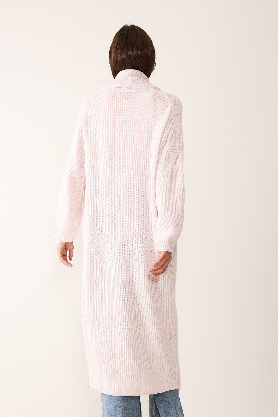 Ribbed Cashmere Coatigan in Ballet Pink