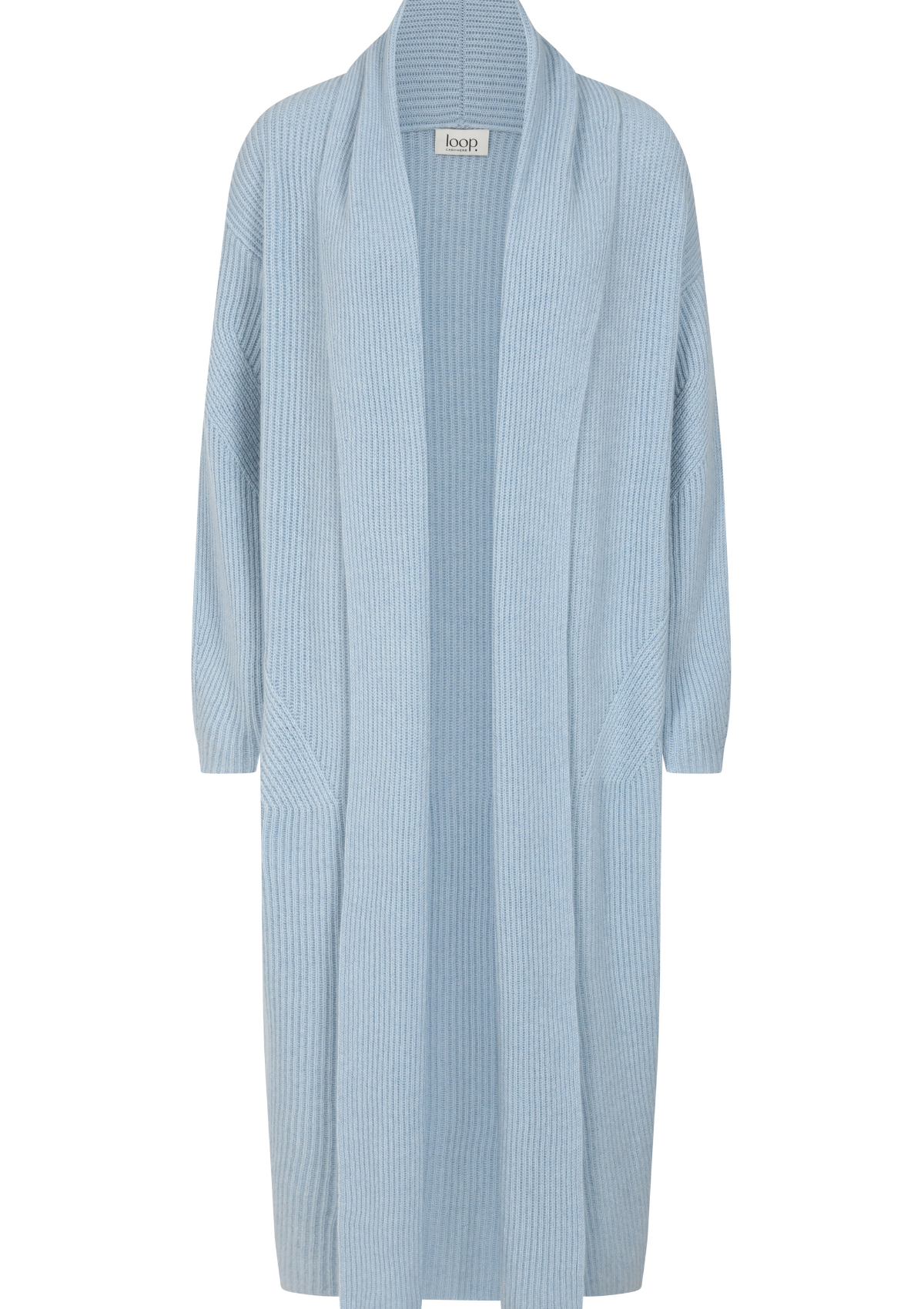 Ribbed Cashmere Coatigan in Skyway Blue