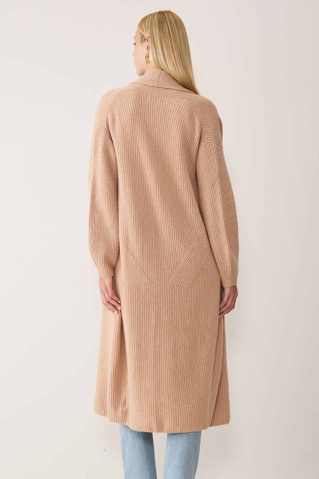 Ribbed Cashmere Coatigan in Toffee
