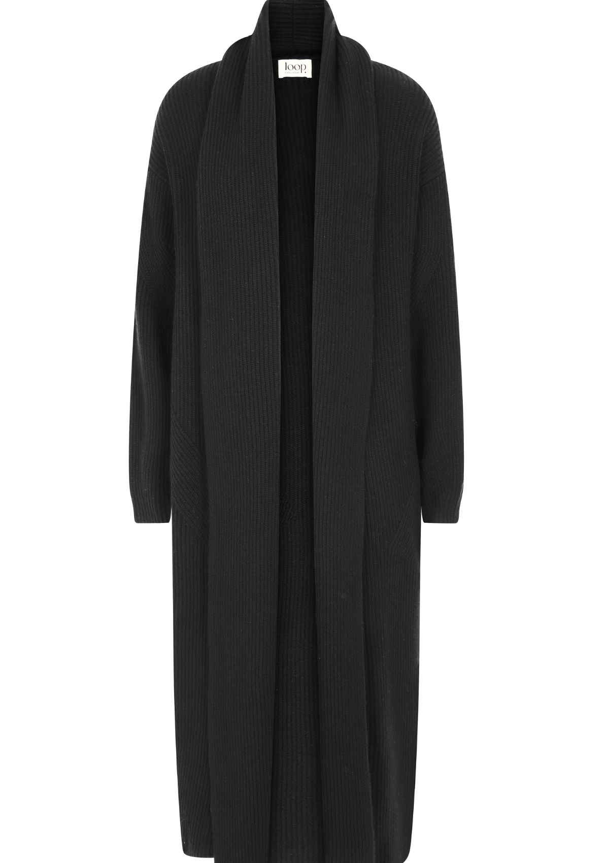 Ribbed Cashmere Coatigan in Black