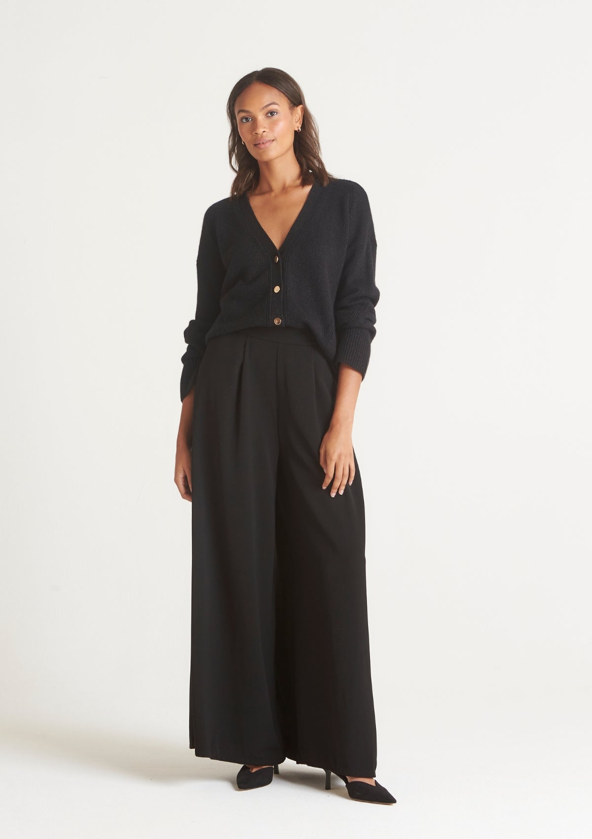 Lofty Cashmere Cardigan in Black Sparkle