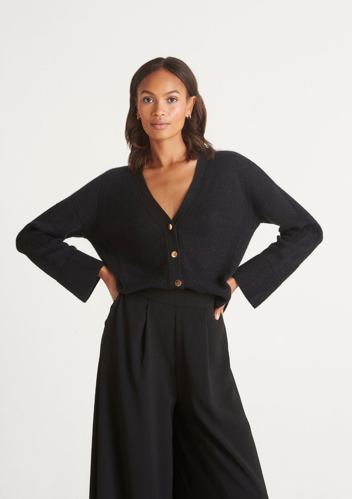 Lofty Cashmere Cardigan in Black Sparkle