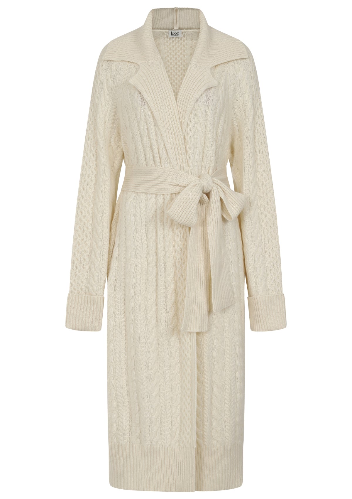 Cashmere Cable Coatigan in Natural White
