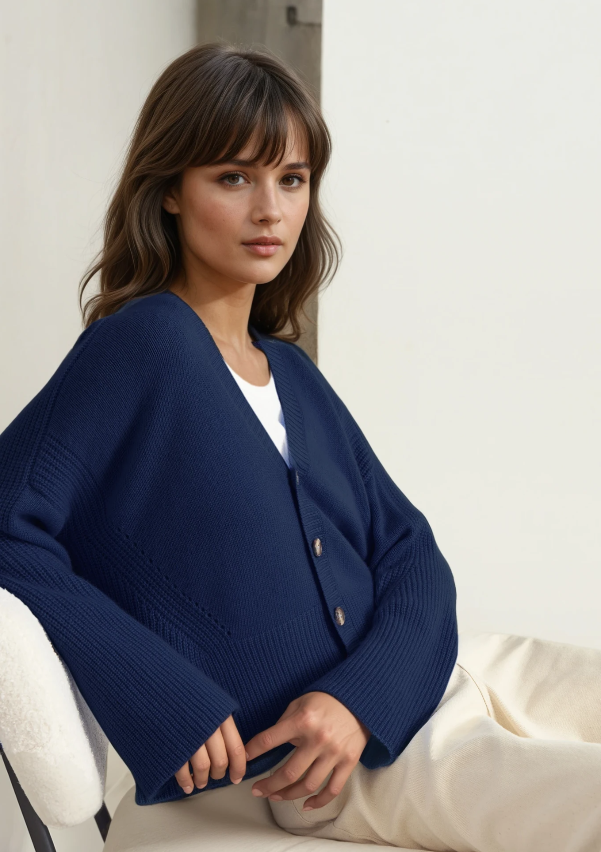 Cashmere Lofty Cardigan in Midnight Blue