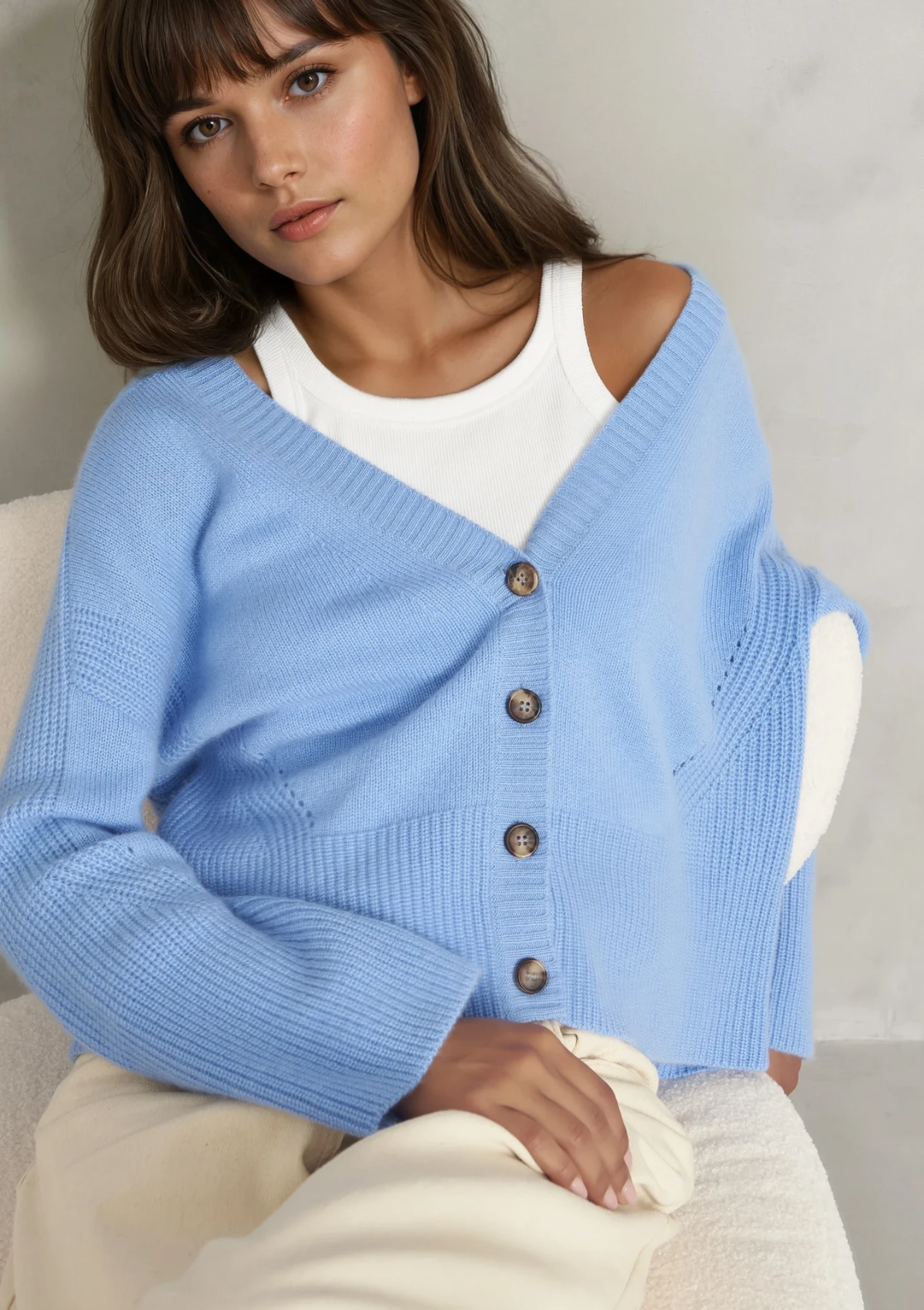Cashmere Lofty Cardigan in Delta Blue