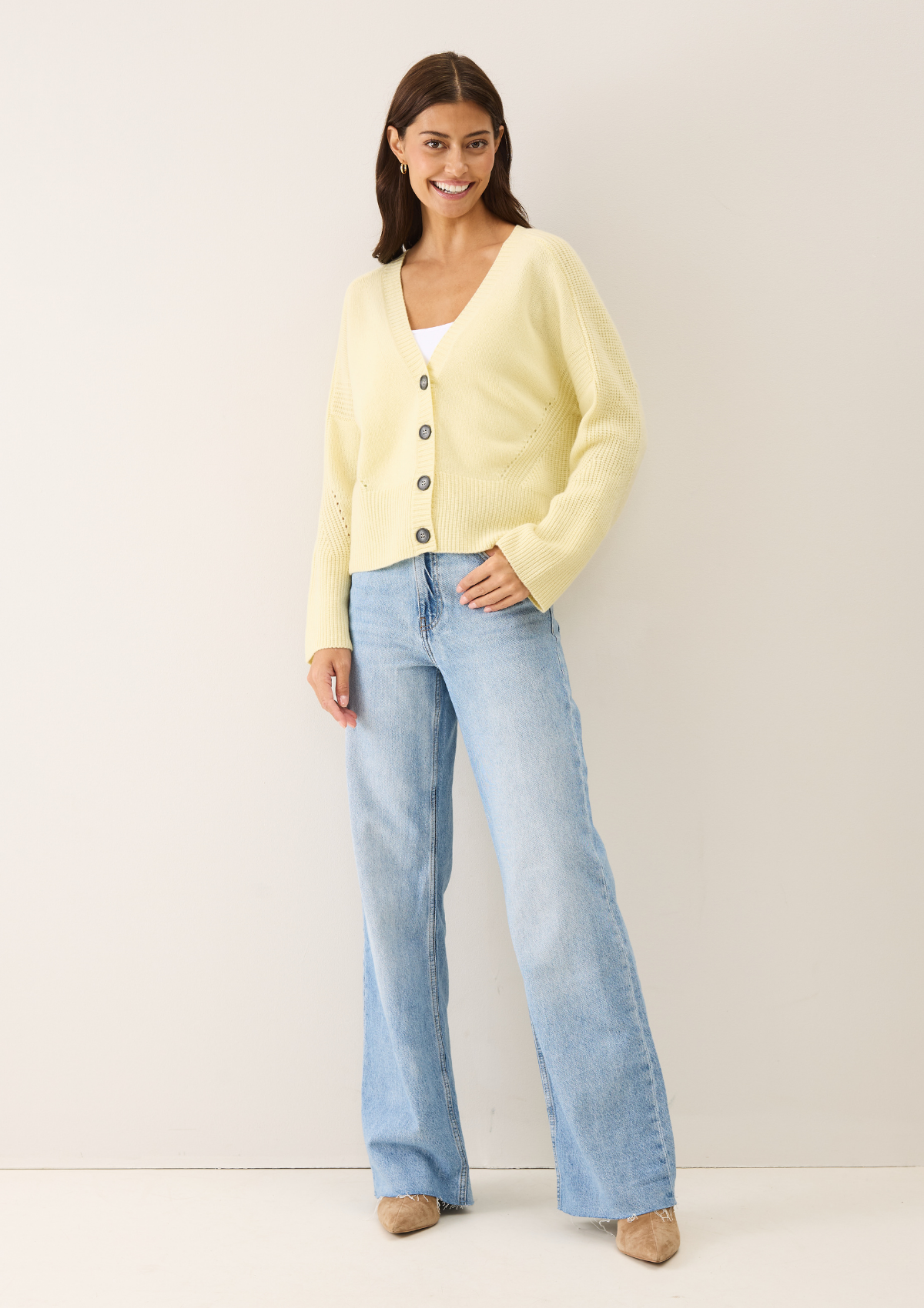 Cashmere Lofty Cardigan in Lemonade Yellow