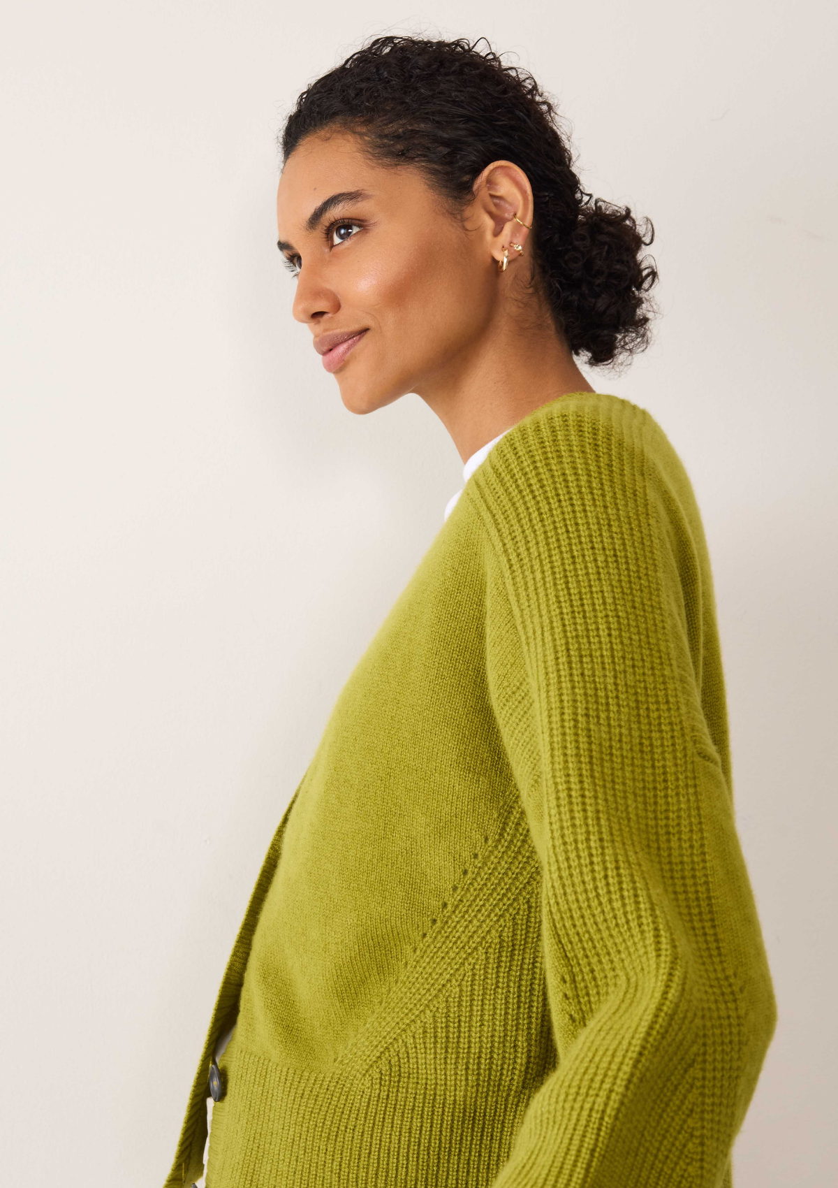 Cashmere Lofty Cardigan in Woodbine Green