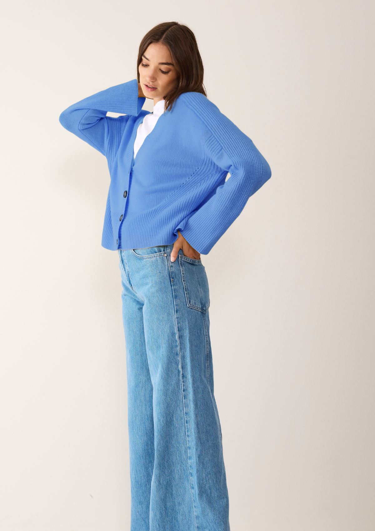 Cashmere Lofty Cardigan in Cornflower Blue