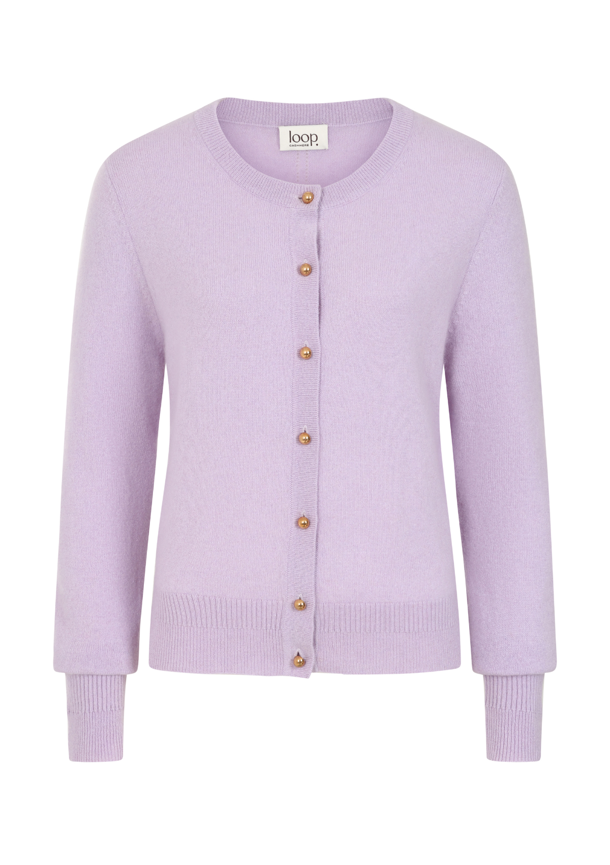 Cashmere Crew Cardigan in Siberian Lilac