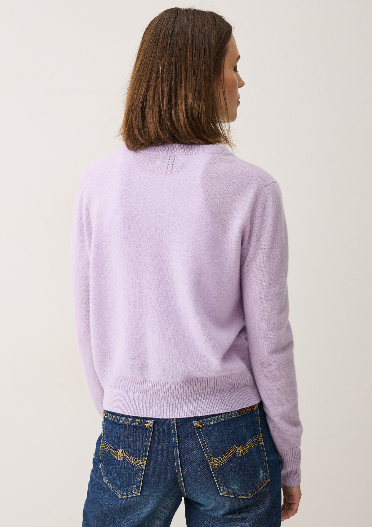 Cashmere Crew Cardigan in Siberian Lilac