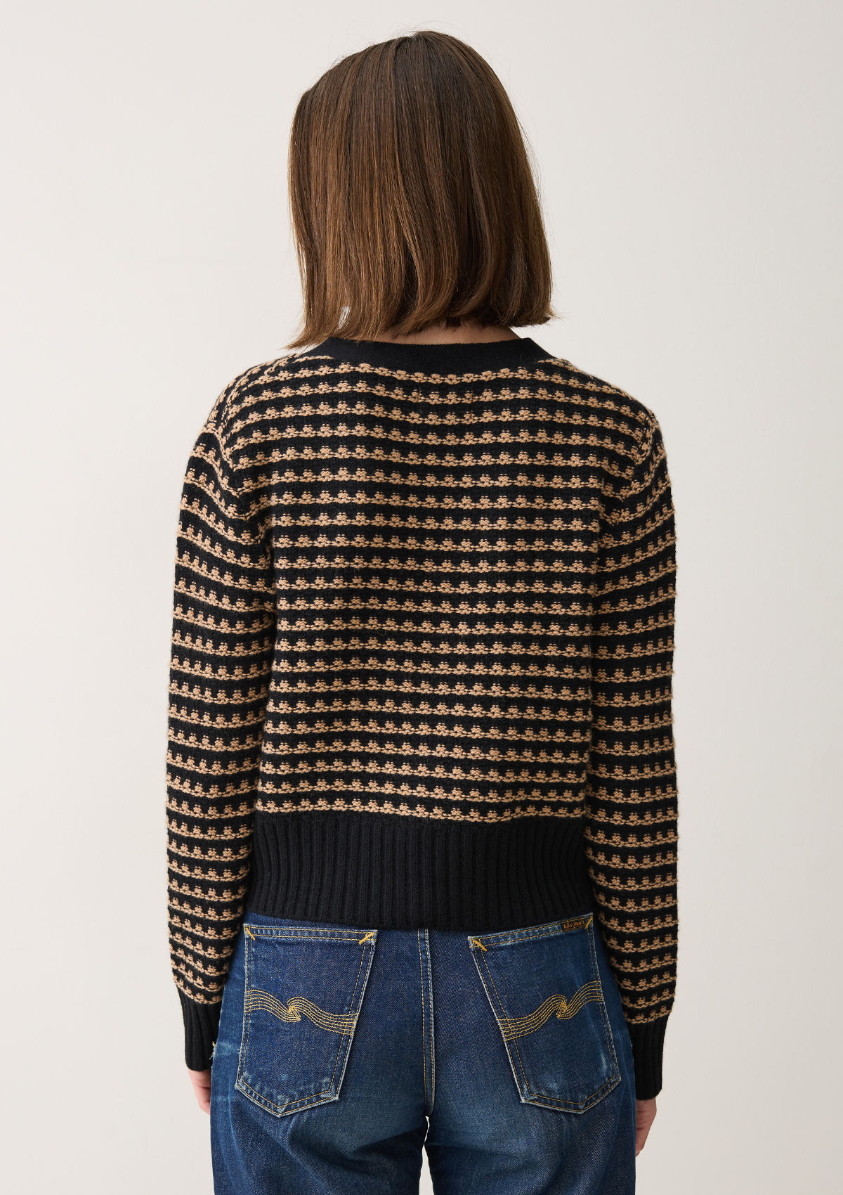 Textured Cashmere Cardigan in Black