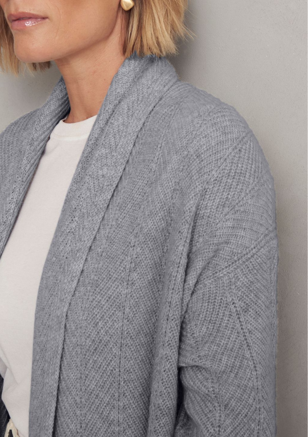 Chevron Knit Coatigan in Monument Grey