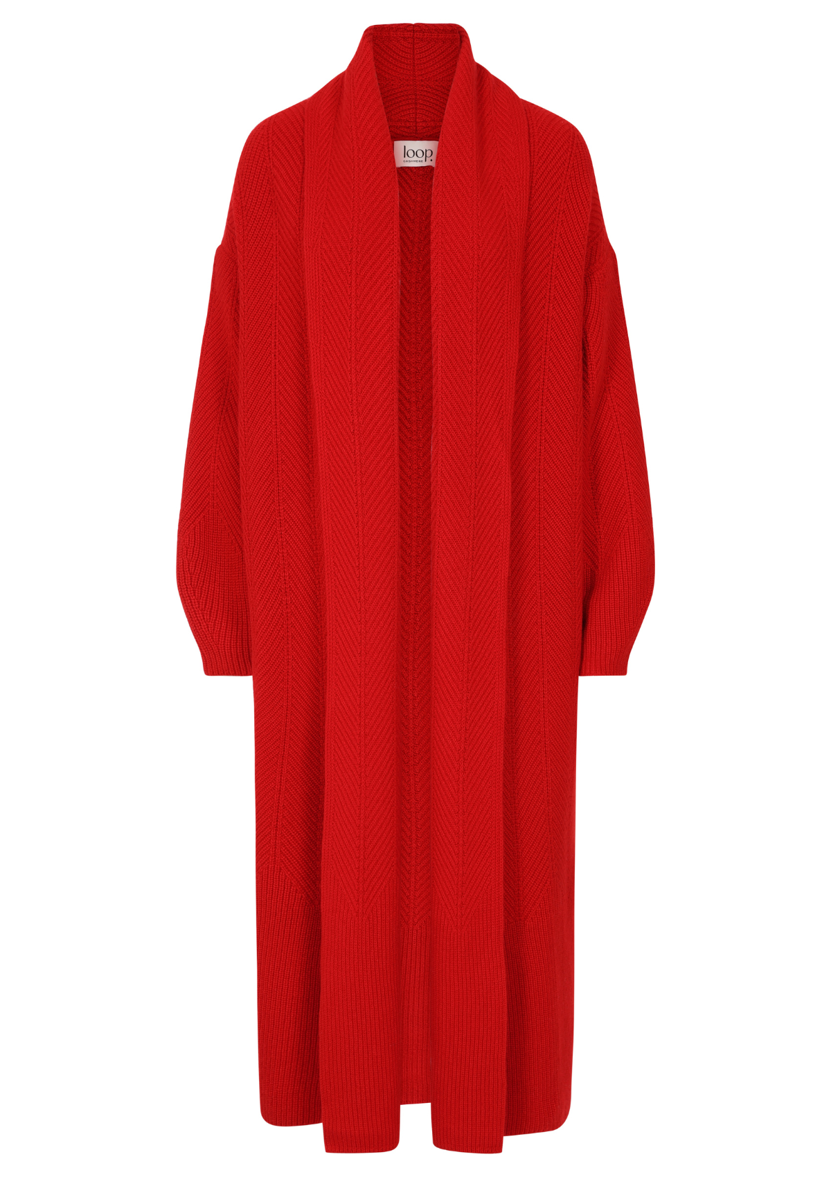 Chevron Knit Coatigan in Crimson Red