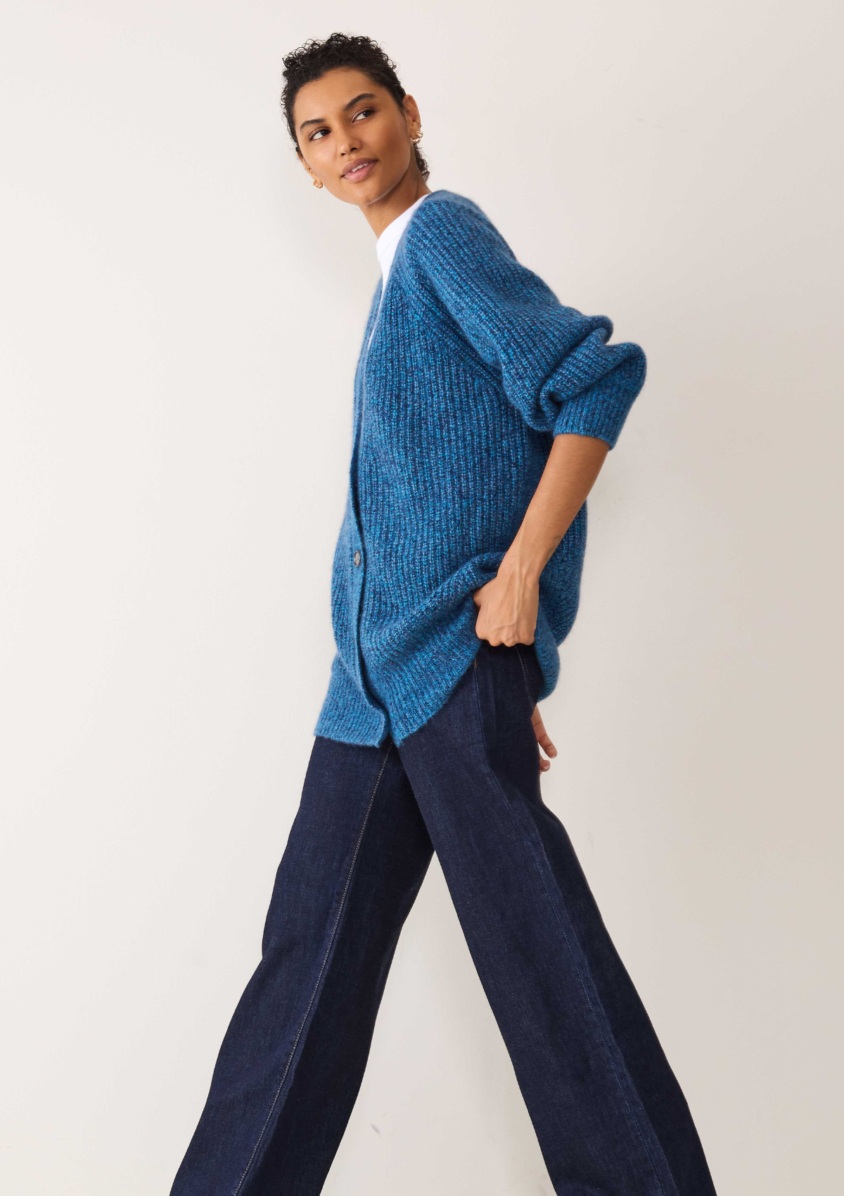 Silk & Cashmere Boyfriend Cardigan in Bonito Blue