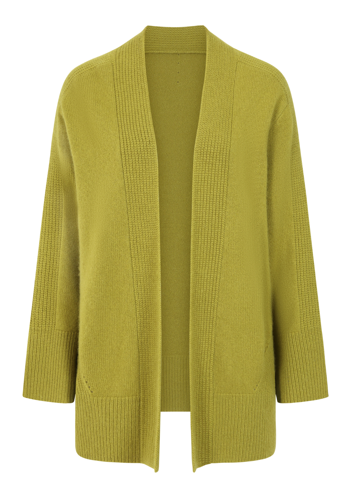 Ribbed Detail Edge to Edge Cardigan in Woodbine Green