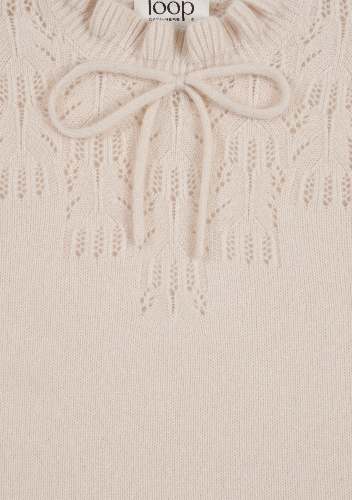 Tie Neck Pointelle Sweater in Feather Neutral