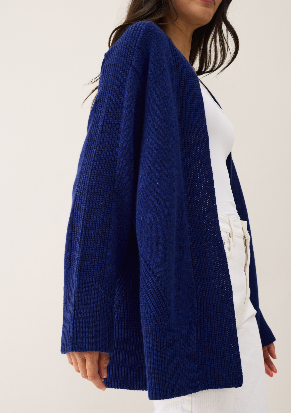 Ribbed Detail Edge to Edge Cardigan in Sodalite Blue