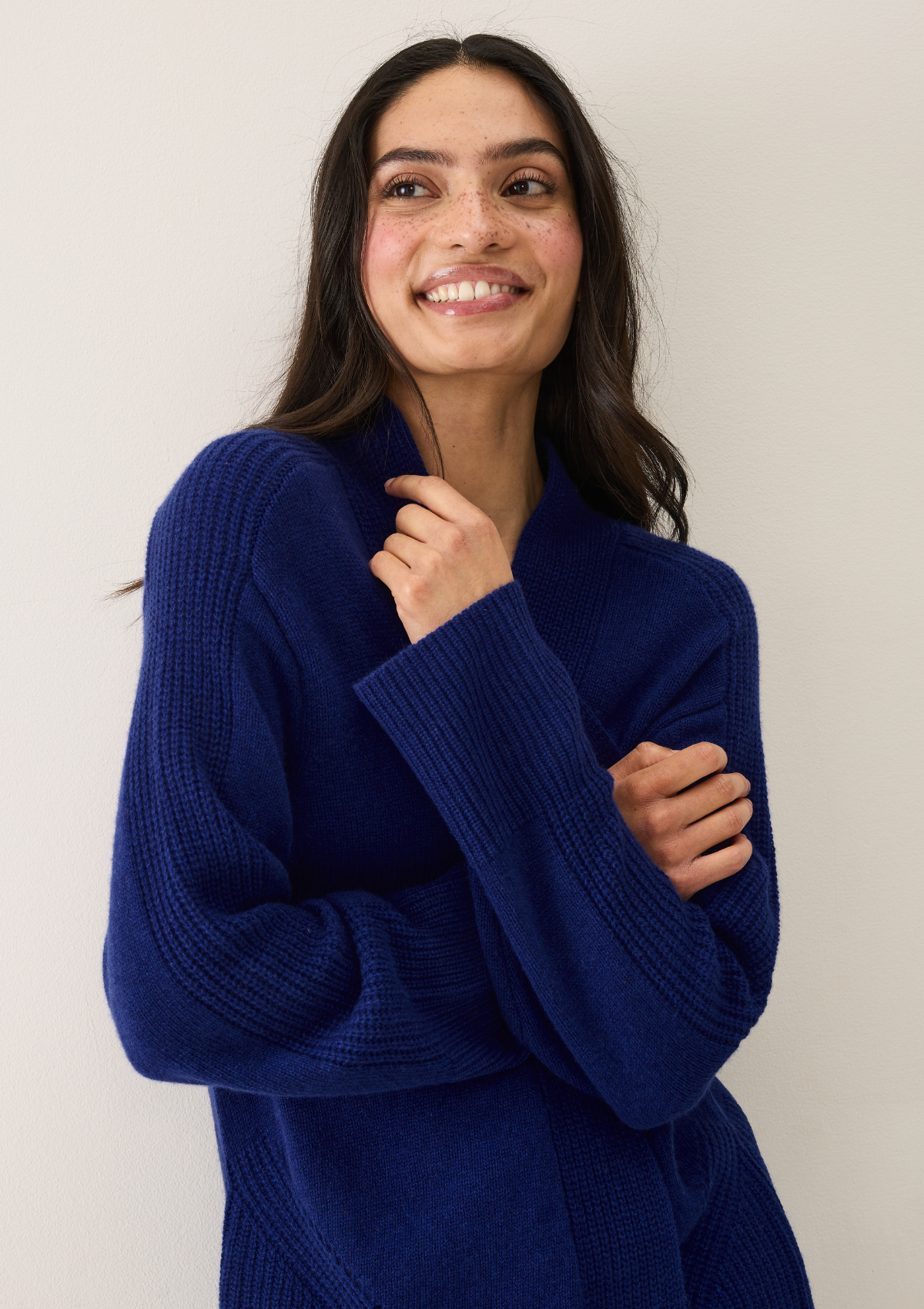 Ribbed Detail Edge to Edge Cardigan in Sodalite Blue
