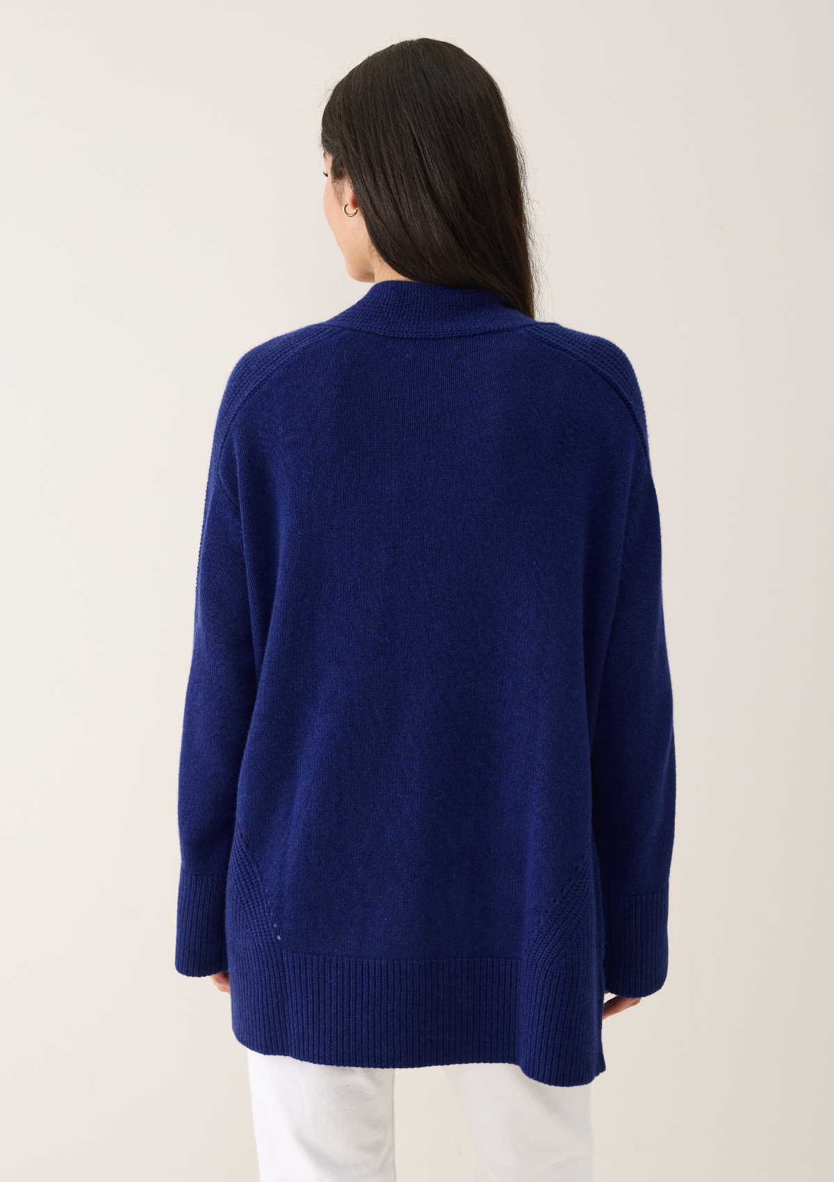 Ribbed Detail Edge to Edge Cardigan in Sodalite Blue