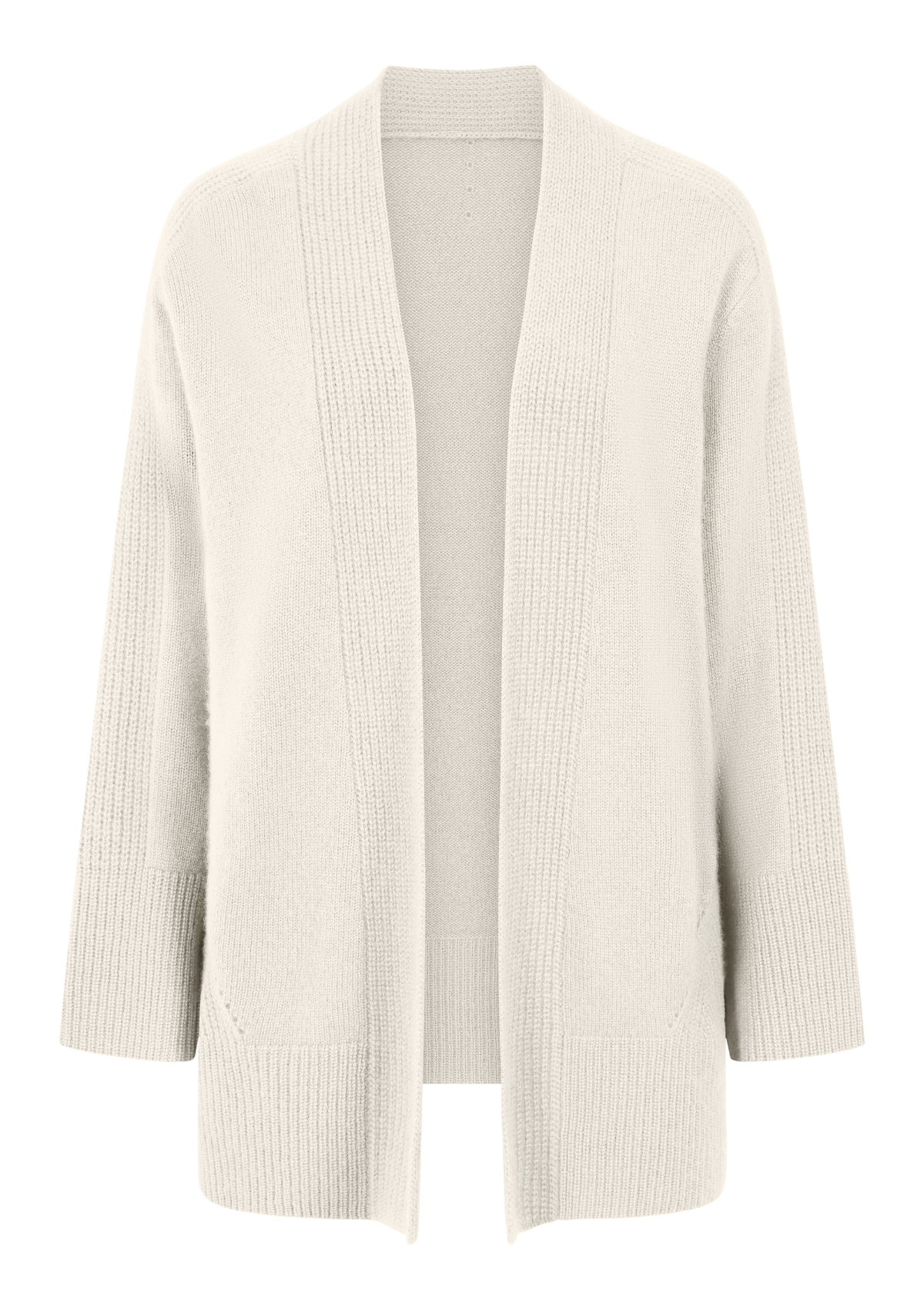 Ribbed Detail Edge to Edge Cardigan in Snow White